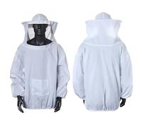 Norhogo Beekeeping Jacket with Hat, Beekeeping Clothing, Professional Beekeeping Jacket with Beekeeper Hat, White Beekeeper Suit for Men Women White Cotton