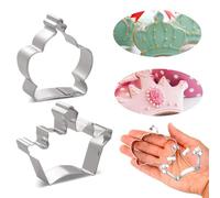 Norhogo Crown Cookie Cutter, 2 PCS Cookie Cutters Crown, Cookie Cutters Shapes Baking Set for King Charles III Coronation, Crown Biscuit Cutter for DIY Baking Cake Fondant Pastry Bakeware Decoration