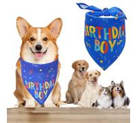 Norhogo Dog Birthday Bandana, Triangle puppy Scarf for Small, Medium, Large Dogs, Bandana for Dogs Puppy Party, Boy Dog Happy Birthdays scarf Pets Party Supplies Birthdays scarf Blue