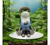 Norhogo Farming Frog Ornament Outdoor, 1 pcs Outdoor Frog Garden Decor Statues, adorable resin frog flower pot hugger figurine, for Yard, Garden, Indoor Decoration and Housewarming Gift