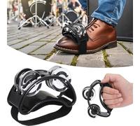 Norhogo Foot Tambourine Percussion Musical Instrument, Foot Tambourine with Stainless Steel Jingles Guitar Players, Musicians, Singers, Music Class, Bands and more - Black