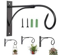 Norhogo garden wall hanging bracket, Black Baskets Outdoor Plants Hooks, Iron Wall Mount Plants Hanging Brackest, hanging basket bracket for Plants Drying Rack Bird Feeder Lantern Windchime House Sign