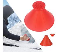 Norhogo Magical Car Ice Scraper Car Scraper Windscreen Scraper, Round Snow Scraper, Ice Scraper for Car Windscreen Funnel Car Ice Scraper for Bus Truck Car as Gift, red