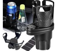 Norhogo Multifunctional 2 In 1 Cup Holder, Universal Dual Holder, Adjustable and Extendable, Fits Large Bottles, 360° Rotating Base for Car/Marine/Caravan, Black