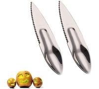 Norhogo Pack of 2 Cutting Spoons, 2 in 1 Reusable Fruit Cutting Spoon, Stainless Steel Kiwi Cutter Vegetable Slicer for Apples, Grapefruits, Papaya, Oranges, Silver