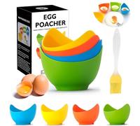 Norhogo Pack of 4 Silicone Egg Poachers, BPA-Free Food-Grade Material Egg Poaching Cups, Egg Steamer Silicone Egg Poacher Moulds for Egg Pan, Cookware, Steam Boiler, Microwave