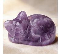 Norhogo Purple Sleeping Cat Figurine Ornament, Cute Gemstone Cat Ornaments, Cute Stone Cat Statue, crystal cat, Purple Amethyst Lucky Cat Figurine, Amethyst Crystal Cat Gifts for Cat Lovers and Women