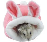 Norhogo Rat Hamster House Bed, Winter Hedgehog Cuddle Sack Small Animal Pet Cave Cage Nest Accessories, Mini Cute Cotton Hedgehog Small Animal House Cage Toy, Guinea Pig Bed, Pink, L
