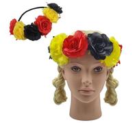 Norhogo Rose Floral Crown Garland Flower Headband Headpiece for Wedding Festival, Flower Headband for Bride, Hair Accessories for Sports Enthusiasts Visiting Stadium Accessory (Black, Yellow, Red)