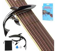 Norhogo Shark Guitar Capo, Guitar Capo for Acoustic and Electric Guitar, shark capo with Two guitar plectrums for 6 String Guitar Has a unique cool beauty with Good Hand Feeling, Black