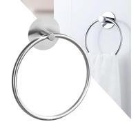 Norhogo Towel Ring Rail Self Towel Holder, silver Bathroom Towel Ring, Towel Hanger for Bathroom Organizer, Kitchen Storage, Wall Mounted Self Adhesive Hand Towel Rails for Kitchen Bathrooms (Silver)