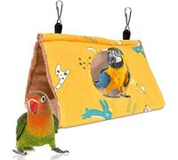 Norhogo Winter Warm Bird Nest House Parrot Hammock Hanging Cave Cage Bird Nest Winter Nest House with Changing Mat for Macaw Budgies Cockatiels Cockatoo (M, Yellow)