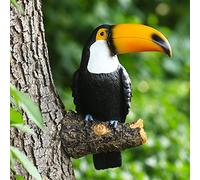 NORHOR Garden Statues - Simulation Toucan Figurine, Resin Fake Birds Crafts, Tree Hanging Pastoral Decoration Pendant, Outdoor Yard Decor (Yellow)