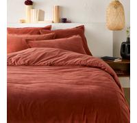 Noria Double-Sided Duvet Cover in Washed Cotton/Velvet Sienna