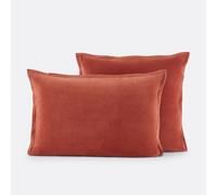Noria Double-Sided Pillowcase in Washed Cotton/Velvet Sienna