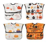 norinori Baby bibs Waterproof Feeding bib Halloween - Starter Bib with Catcher Pocket For Todder Infants Washable Soft 4Pac 6-24M
