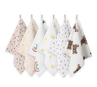 Norinori Baby Washcloths Muslin Cloths - Muslin Squares Hanky Soft Reusable Newborn Face Towels 6Pack 100% Cotton 10"X10" 6Layers Baby Wash Cloths for Boys Girls Great Shower Gift