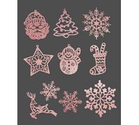 Norinoya 20PCS Glittering Snowflake Hanging for Tree Decorations Christmas Santa Claus Decorations (Rose Gold)