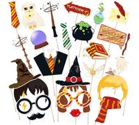 Norinoya 25PCS Harry Potter Photo Booth Props Set,Christmas Party Photo Booth Props