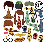 Norinoya 25PCS Harry Potter Photo Booth Props Set,Magic Wizard Party Funny Photo Booth Props,Birthday Party Supply