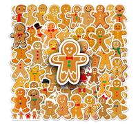 Norinoya 50PCS Gingerbread man Stickers for Scrapbooking, Birthday Gift, Christmas Party Supply