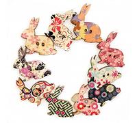 Norinoya 50PCS Rabbit Wooden Buttons Mixed Color for Children DIY Handmade Craft Buttons Sewing Buttons for Knitting Scrapbooking (32 * 30 * 3mm)