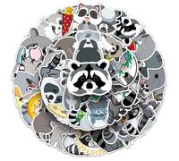 Norinoya 50PCS Raccoon Stickers for Scrapbooking, Birthday Gift, Party Supply