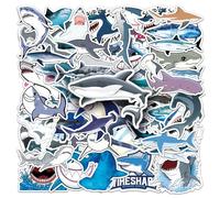 Norinoya 50PCS Stickers for Scrapbooking, Birthday Gift, Party Supply (Shark)