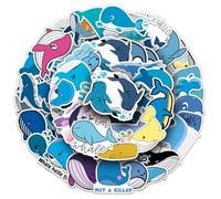 Norinoya 50PCS Stickers for Scrapbooking, Birthday Gift, Party Supply (Whale)
