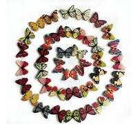 Norinoya 50PCS Vintage Butterfly Buttons for Knitting Crafting Baby Cardigans,Handmade Project Children'S Manual Button Painting,Arts Crafts Sewing Haberdashery Buttons Diy Cloth Supplies (21*28*3mm)
