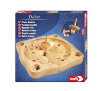 Noris 606101930 Deluxe Tyrolean Roulette, The Wooden Game Classic from the Alps with Wooden Spinning Top, from 6 Years, Brown