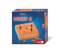 Noris 606102046 Deluxe Lucky 6 (Dice Game from 6 Years) Classic Super Six in Wooden Equipment for Adults and Children, 2-6 Players, Approx. 20 Minutes Game Duration