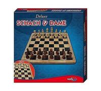 Noris 606104577 - Classic Games - Deluxe Wood - Chess & Checkers - New