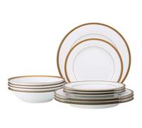 Noritake Charlotta Gold 12-Piece Dinnerware Set, Service for 4