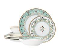 Noritake Serene Garden 12-Piece Set, Service for 4 in Green/Red/White