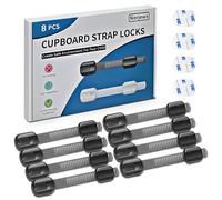 Norjews 8 Pack Cabinet Locks Baby Proofing, Child Safety Cupboard Locks, Child Safety Straps for Cabinets Drawers Toilet Fridge, Adjustable with No Trapped Fingers Easy to Install - Black