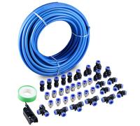 NORJIN100ft Air Line Tubing Kit 5/32 inch or 4mm OD 2.5mm ID Pneumatic Tubing, 38 PCS Compressed Air Line Kit Polyurethane PU Air Hose Pipe Tube and Push to Connect Fittings