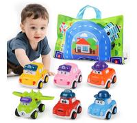 Norkbeng Toy Cars for Kids, 6PCS Pull Back Vehicles Set with Play Mat/Storage Bag, Friction-Powered Push and Go Trucks for Toddlers Boys Girls Age 3-8, Birthday Gifts