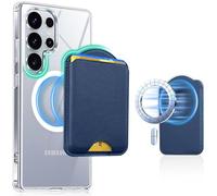 Norllben for MagSafe Wallet for Samsung Galaxy S25/S24 Series,Fold 7 with Magnetic Case ，for iPhone 17/16/15/14/13/12 Series，RFID Blocking Leather Magnetic Card Holder | Holds 3 Cards | Blue