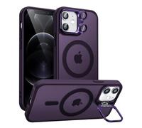 Norllben Magnetic for iPhone 12 Mini Case with Stand, Compatible with Magsafe, Military Protection & Camera Lens Protector Translucent Matte Case,Deep Purple