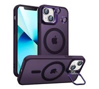 Norllben Magnetic for iPhone 13 Mini Case with Stand, Compatible with Magsafe, Military Protection & Camera Lens Protector Translucent Matte Case,Deep Purple