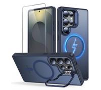 Norllben Magnetic for Samsung Galaxy S25 Ultra Case with Screen Protector & Adjustable Stand, MagSafe Compatible, Military-Grade Shockproof Protection, Translucent Matte Cover, Deep Blue