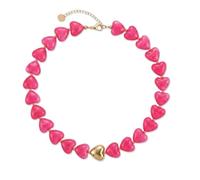 NORLSO Chunky Colorful Beaded Heart Necklace for Women, L, Acrylic, No Gemstone