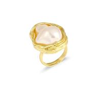 NORLSO Dainty Baroque Pearl Ring Statement Ring Geometrical Irregular Pearl Ring Adjustable Open Ring Wedding Birthday Gifts for Women, Copper, No Gemstone
