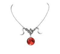 NORLSO Gothic Evil Eye Heart Necklace for Women Vintage Blood Moon Crescent Necklace Red Crystal Statement Pendant Necklace Halloween Jewelry Gifts, L, Metal, No Gemstone