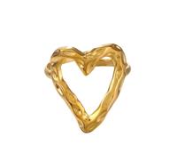 NORLSO Irregular Heart Ring for Women Gold Silver Hollow Heart Ring Vintage Large Heart Ring Adjustable Open Heart Ring Trendy Birthday Jewelry Gifts for Women Girls, Stainless Steel, No Gemstone