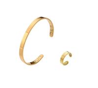 NORLSO Kalm Bracelet Ring Set for Women Kalm Bracelet Menopause Stainless Steel Cuff Bangle Bracelet Relief Pain Relieve Stress Jewelry Gift, M, Stainless Steel, no gemstone
