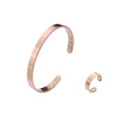 NORLSO Kalm Bracelet Ring Set for Women Kalm Bracelet Menopause Stainless Steel Cuff Bangle Bracelet Relief Pain Relieve Stress Jewelry Gift, M, Stainless Steel, no gemstone