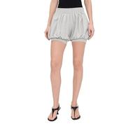 Norma Kamali Women's Boyfriend Puff Shorts, Light Heather Grey, L