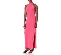 Norma Kamali Women's Halter Turtle Side Slit Gown Cocktail Dress, Rose, XXS